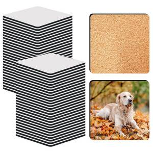 lot 14283 image: 48 pcs Sublimation Square Coaster Blanks Products Bulk MDF Sublimation Coasters Blanks with Cork Back 3.86x3.86 Inch