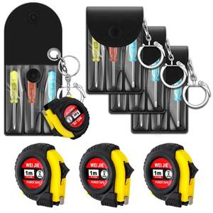 lot 14285 image: Jutom 6 Pcs Mini Tape Measure Keychain Bulk Mini Screwdriver Keychain Set Adult Tool Party Prize for Fathers Men Gifts