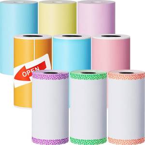 lot 14291 image: Zonon 9 Rolls of Thermal Printer Paper Just 3 Rolls of Adhesive 57 x 30 mm Mini Printing Paper Printable Stickers Compatible with P1 Mini Printer Peripage A6 Series(Classic Color)