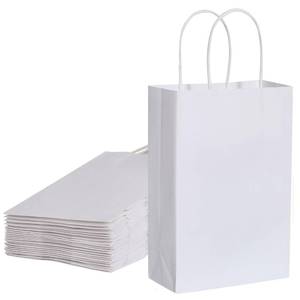 lot 14296 image: SUNCOLOR White Gift Bags, 24 Pack 8 Small Kraft Paper Bags with Handles for Party Favors, Wedding, Birthday Treats
