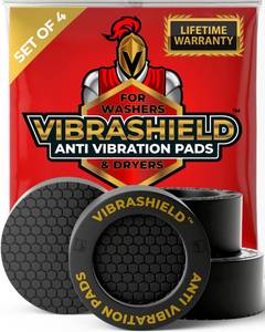 lot 14299 image: Anti Vibration Pads for Washing Machine with HexaGrip - Stops Washer Dryer Moving, Walking - Prevents Noise, Vibration Transfer - Rubber Antivibration Stabilizer Support Feet Mat - VIBRASHIELD 4 Pack
