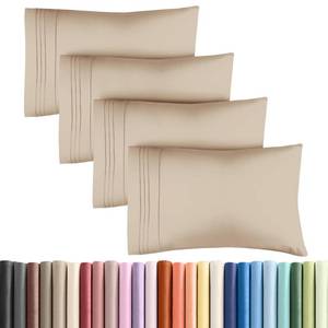 lot 14315 image: King Pillow Cases Set of 4 - Ultra Soft Hotel Quality Pillowcase Covers - Comfy, Cozy & Wrinkle Free - Shrinkage, Stain and Fade Resistant - Machine Washable Pillow Protectors - 4 Piece Set - Cream