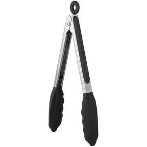 lot 14331 image: 600�F Heat Resistant Kitchen Tongs U-Taste 9 inch Silicone Cooking Tong with Firm Sealed Non Stick Rubber Tips & Silicon Coated 188 Stainless Steel Handle & Smooth Locking for Serving Salad (Black)