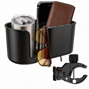 lot 14332 image: WheelchairWalker Cup Holder with Storage Organizer & Phone Slot, 360° Rotatable Heavy-Duty Aluminum Clamp (Fits Tubes 0.5��1.56), Holds up to 32oz Bottles  Small Items.