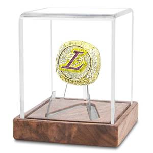 lot 14336 image: Championship Ring Display Case, UV-Protected Clear Challenge Coin Holder with Walnut Wood Base for Baseball, Softball, Super Bowl, Football Ring, Military Collectibles, Display Box for Memorabilia