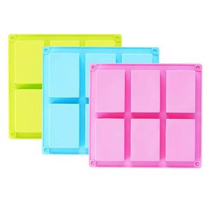 lot 14351 image: TDHDIKE 3 Pack Silicone Soap Molds(Blue & Pink & Green), 6 Cavities Silicone Baking Mold DIY Handmade Soap Making, Muffin, Loaf, Brownie, Cornbread and More