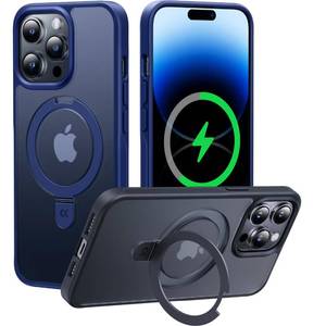lot 14355 image: CASEKOO Designed Case for 14 Pro Max with Magnetic Invisible Stand Military Drop Protection Compatible with MagSafe Shockproof Slim Translucent Matte Promax Case 6.7 Inch, Blue
