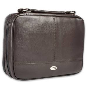 lot 14361 image: Christian Art Gifts Faux Leather Bible Cover for Men and Women  Ichthus Jesus Fish Emblem Zippered Two-Fold Organizer Case for Bible or Book wHandle