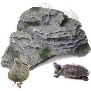 lot 14362 image: PINVNBY Turtle Basking Platform, Reptile Climbing Shale Resin Ledge Stone, Aquarium Ornament Rock Landscaping Decoration with Suction Cups for Frogs Newts Lizard (Large7.1Lx6.3Wx2.7H)