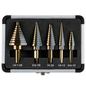 lot 14379 image: IRONANT Step Drill Bits, 5PCS HSS Titanium Step Drill Bit Set, 50 Sizes High Speed Steel Step Bits for Metal with Aluminum Case