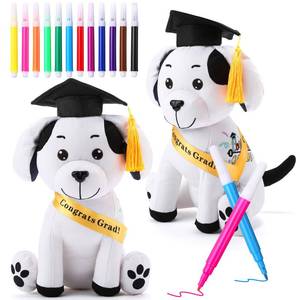 lot 14381 image: Zomiboo 2 Pack Graduation Autograph Dogs to Sign with 12 Markers 12 Signature Dog Plush with Cap & Sash 2026 Graduation Gifts Memory Keepsake Stuffed Animal for Classmate Signatures(Black)