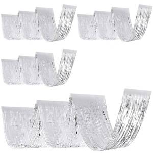 lot 14384 image: Breling 4 Pcs 15ft Silver Metallic Foil Ceiling Fringe Curtains, Graduation Party Decor, Fringe Ceiling Drapes for Wedding Birthday Bachelorette Bridal Shower, Photo Backdrop for Class of 2026