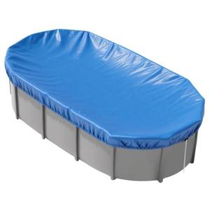 lot 19534 image: 16x10 FT Oval Pool Cover for Above Ground Pools,Solar Oval Pool Cover Protector with Drawstring for Cold and UV Resistant,Dustproof -All-Weather Protection(Blue)