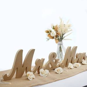 lot 19555 image: Mr & Mrs Sign for Wedding Table, Large Mr and Miss Wooden Letters, Party Decoration Head Table Wedding Wood Letter, Just Married Sign Anniversary Party Valentines Day Decor (Wood Color),12.5 x 7 x