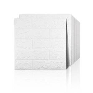 lot 19571 image: Sodeno 20 PCS White 3D Wall Panels, 29 sq.feet Coverage, Printable Wallpaper Sticker with Self-Adhesive Waterproof Brick PE Foam Wall Panels Peel and Stick for Interior Wall Decor, Home Decoration