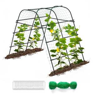 lot 19572 image: IDEA FAMILY Cucumber Trellis for Raised Bed 67 x 67 U-Frame Garden Arch Tunnel with Netting Vegetable Fruit Flower Lightweight Metal Plant Support for Climbing Plants Outdoor,Black