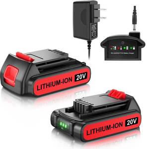 lot 19573 image: Bonacell 2Pack 4000mAh Batteries and Charger, Replacement for Black and Decker 20V Lithium Battery, Compatible with Black and Decker 20V Battery LBXR20 LBX20 LB20 LBX4020 LBXR20B-2 LST300 LST220