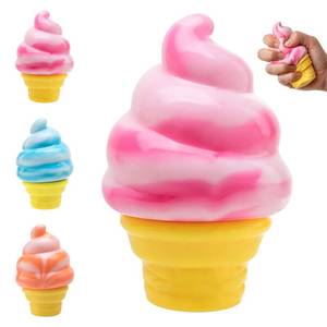 lot 20168 image: Ice Cream Squeeze Squishy,Ice Cream Cone Squishy Slow Rise Sensory Fidget Toy Favors Summer Sensory Stress Relief Suitable for Adult use in Offices and Homes (Pink)