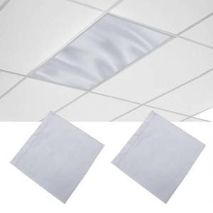lot 20169 image: 2 Pcs Fluorescent Light Covers, 4 x 2 Feet Magnetic Light Covers for Ceiling Lights Shade Panel, Drop Ceiling Light Filters Covers for Office Classroom School Home, Polyester Fabric Material, Grey