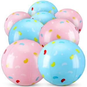 lot 20175 image: VercanMonth 8 Pcs Inflatable Donuts Beach Balls 8 Inch Blow up Donut Themed Beach Balls Bulk Swimming Birthday Party Decorations for Summer Outdoor Pool Activities Party Favors Blue and Pink (4 Pcs)