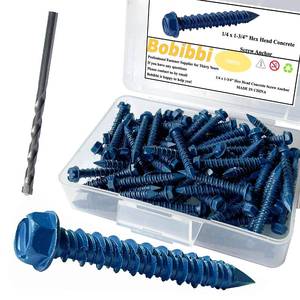 lot 20186 image: Bobibbi 14 x 1-34 Hex Head Concrete Screw Anchor, for Anchoring to Masonry, Block or Brick (100Pcs)(Not All Pieces Guaranteed)