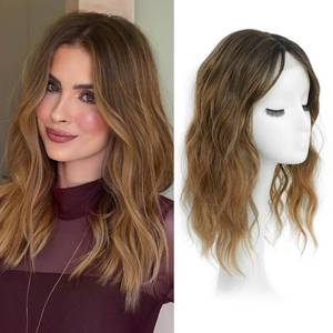 lot 20202 image: gulagula 16 Inch Wavy Hair Topper Full Coverage Hair Pieces for Women with Thinning Hair- Natural Blending Curls Handtied Lace Hairline Easy to Wear Seamless Fit