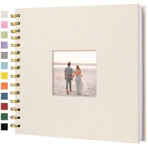 lot 20203 image: 8 x 8 Inch Scrapbook Photo Album Linen Cover 20 Sheets 40 Pages, Hardcover Kraft White Pages Memory Book, for Travel Wedding Guest Book Christmas Baby Shower Fits 4x6 & Instant Photos, Beige