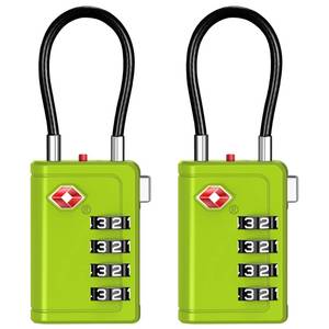 lot 20229 image: Puroma TSA Approved Luggage Travel Locks with Open Alert Indicator, 4 Digit Combination Resettable Code Zinc Alloy Lock for Suitcase, Backpack, Bag, Toolbox, Locker (2 Pack, Green)