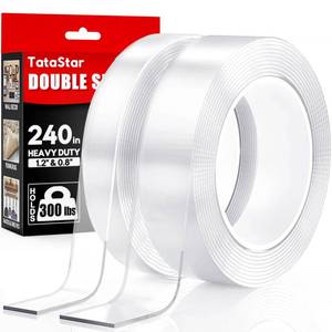 lot 20231 image: 2 Rolls Total 20FT Double Sided Tape Heavy Duty (0.8 & 1.2 Width) Removable & Reusable Multipurpose Transparent Wall Mounting Tape, Strong Adhesive Sticky Tape for Home Office Car Decoration Outdoor