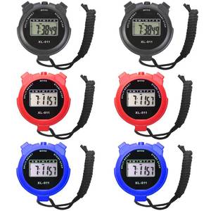 lot 20236 image: 6-Pack Multi-Function Electronic Digital Sport Stopwatch Timer, Large Display with Date Time and Alarm Function, Sports Coaches Fitness Coaches and Referees (BlueRedBlack)