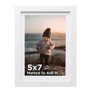 lot 20267 image: KINLINK 5x7 Picture Frame White, Wooden Photo Frame Matted 4x6 with Plexiglass for 4x6 with Mat or 5x7 without Mat for Table and Wall Display