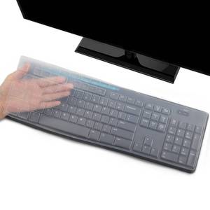 lot 20269 image: Keyboard Cover Skin for Logitech MK370 MK295 MK275 MK270 Wireless Keyboard, Logitech K200 K260 K270 K275 K295 MK200 MK260 Ultra Thin Desktop PC Silicone Keyboard Cover-Clear