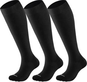 lot 20273 image: Blicount Cotton Compression Socks for Women&Men 15-20 mmHg Cute Fun Soft Graduated Support Sock for Nurses, Travel and Flight, Pregnant Women, Circulation, Black