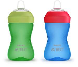 lot 20283 image: Philips Avent My Grippy Spout Sippy Cup with Soft Spout and Leak-Proof Design, BlueGreen, 10oz, 2pk, SCF80121
