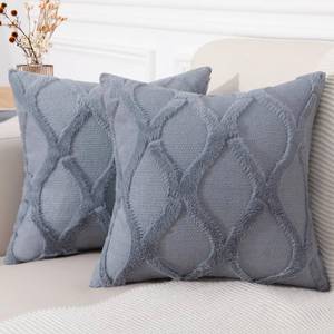 lot 20295 image: decorUhome Summer Euro Sham Throw Pillow Covers 22x22 Inch Set of 2, Soft Plush Faux Fur Wool Blue Grey Accent Couch Pillow Covers for Modern Farmhouse Bed Sofa Living Room