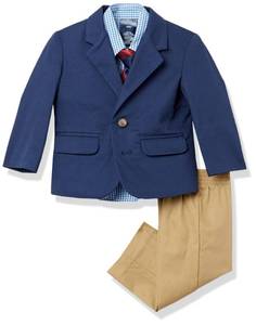 lot 20296 image: Nautica Baby Boys 4-Piece Suit Set with Dress Shirt, Tie, Jacket, and Pants Suit, Navy, 18 Months