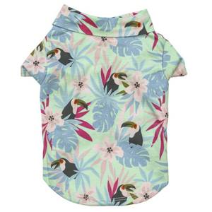 lot 20299 image: Tangpan Stipes Tropical Print Pet Dog Shirt Puppy Summer Hawaiian Beach Polo Shirts Clothes(Green,L)
