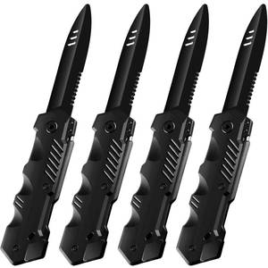 lot 20302 image: Boao 4 Pieces Retractable Knife Prop False Trick Gadget Toy Disappearing Dagger Fake Plastic Blade for Halloween Fools Day Party
