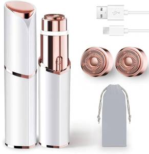 lot 20305 image: Facial Hair Removal for Women, Electric Rechargeable Painless Hair Remover for Face, Upper Lips, Chin, Peach Fuzz, with LED Light