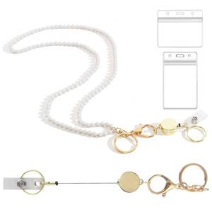 lot 20312 image: ID Badges and Keys Lanyard, Beaded Lanyards for Women and Teacher, Retractable Cute Lanyard for use in Schools, Hospitals, Offices and Cruise Ships