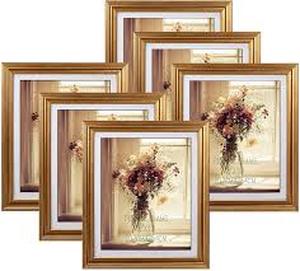 lot 6209 image: Gold Picture Frames 8x10 with Floral Sample Image set of six