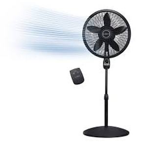 lot 9491 image: Lasko 18 Inch Pedestal Fan with Remote Control