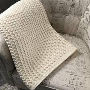 lot 9493 image: Handmade Cream Crochet Blanket Afghan