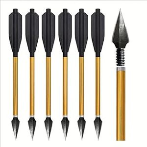 lot 14305 image: JIANZD 5PCS Aluminum Mini Crossbow Bolts 6.7 Inch - 50-80LBS with Sharp Removable Metal Tips  Reusable & Durable Arrows for Target Practice, Small Game Hunting & Outdoor Fishing-Yellow