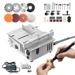 MIMYTH Mini Table Saw for Crafts, Multifunctional Portable Table Saws Adjustable Cutting Angle,Speed,SawDepth; Small Table Saw for Cutting, Grinding, Sanding; Tablesaw (Forged Silver-Dual Motor)