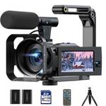 Camcorder Video Camera 5K 56MP - Dual Lens Vlogging Camera for YouTube with Night Vision 16X Digital Zoom 3" 270Â° Flip Touchscreen, 64GB Card, Microphone, Remote - Video Recorder for Content Creators