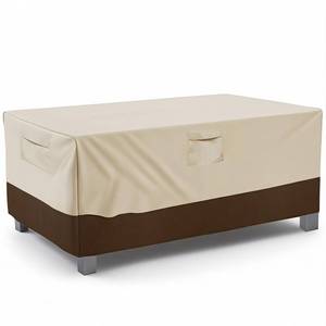 lot 1905 image: Vailge RectangularOval Patio Table Cover, Heavy Duty and Waterproof Outdoor Lawn Patio Furniture Covers (Beige&brown, 108Lx70Wx28H)
