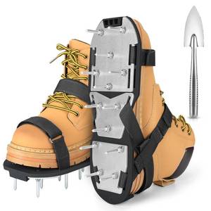 lot 1911 image: DenForste Lawn Aerator Shoes for Grass - Pre-Assembled Grass Aerator Shoes for Lawn - Soil Yard Aerator Tool for Aerating Patio Garden, Black, Large Size