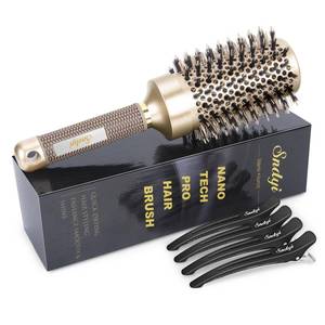 lot 1918 image: Sndyi Large Round Brush for Blow Out, 2.1 Inch Nano Thermal Ceramic Ionic Round Hair Brush with Boar Bristles, Boost Shine and Volume, Quick Blow Drying and Styling, Best for Long Thick Hair