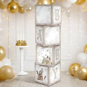 lot 1922 image: Chunful 4 Pcs Magical Wizard Baby Shower Boxes with Letters for Baby Shower Gender Reveal Balloon Boxes Party Decorations Magic Witch Theme Birtyday Party Supplies